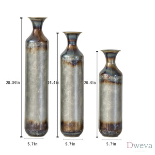 Floor metal vase modern style decoration home droplet shaped white metal vase 3-piece set gorgeous home decoration large glazed metal vase Dweva
