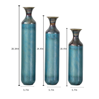 Floor metal vase modern style decoration home droplet shaped white metal vase 3-piece set gorgeous home decoration large glazed metal vase Dweva