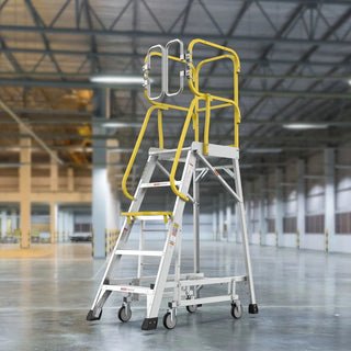 5 Step 375lbs Aluminum Rolling Platform Ladder Dweva