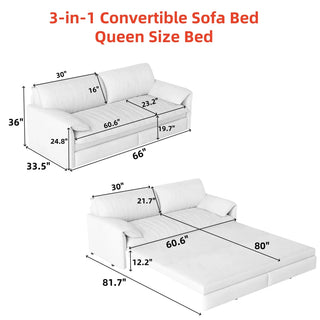66" Queen Pull Out Sofa Bed, 3-in-1 Convertible Sleeper Sofa with Side Storage,Multi-Functional Velvet Loveseat Bed for Living Room,Bedroom,Apartment,Office.(Old Sku:W1885P214783,New sku:W1885S00113) Dweva