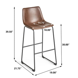 Set of 2 30" Cedric Faux Leather Barstool Vintage Brown Dweva