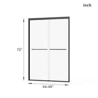 Goodyo Double Sliding Glass Shower Door 48 in. W x 72 in. H Aluminum Framed Shower Enclosure with SGCC Clear Tempered Glass, Stainless Steel Hardware, Matte Black Dweva
