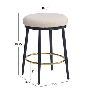 24.75'' Modern Counter Stools Set of 2,White Counter Stools with iron Frame,Sponge cushion,Footrest,suitable for Kitchen/Bedroom/Dining Room. Dweva