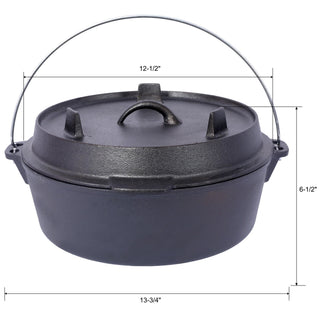 Pre-Seasoned Cast Iron Dutch Oven With Skillet Lid, Outdoor Camping Deep Pot for Camping Fireplace Cooking BBQ Baking Campfire, With Iron Pot Rack, 6 Quart Dweva