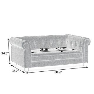 Elegant rectangular pet bed for small and medium-sized dogs, durable elevated dog sofa bed, comfortable dog sofa, modern and fashionable linen fabric dog sofa-Brown Dweva
