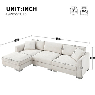 96*56" Modern Cloud Sectional Sofa Dweva