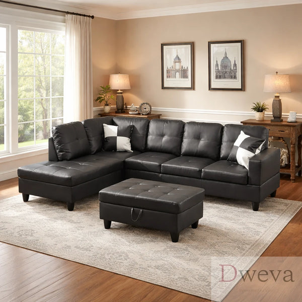 Vetra 3-Piece Faux Leather Sofa