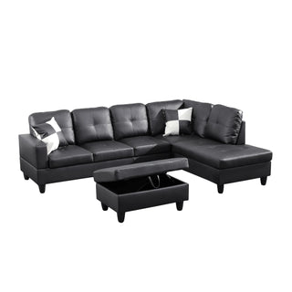 Vetra 3-Piece Faux Leather Sectional Sofa Set Dweva