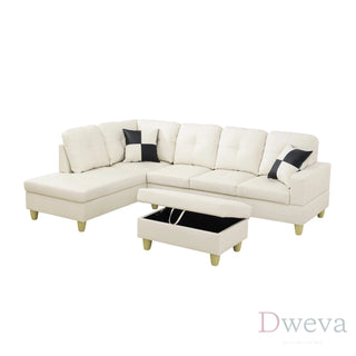 Vetra 3-Piece Faux Leather Sectional Sofa Set Dweva