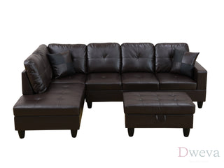 Vetra 3-Piece Faux Leather Sectional Sofa Set Dweva