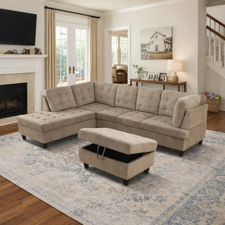 Vetra 3-Piece Pineapple Fabric Sectional Sofa Set Dweva