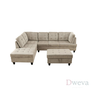 Vetra 3-Piece Pineapple Fabric Sectional Sofa Set Dweva
