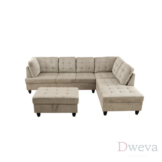 Vetra 3-Piece Pineapple Fabric Sectional Sofa Set Dweva