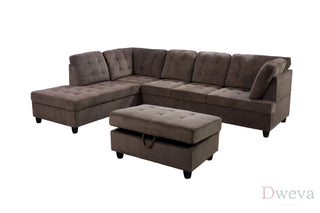 Vetra 3-Piece Pineapple Velvet Sectional Sofa Set Dweva