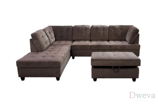 Vetra 3-Piece Pineapple Velvet Sectional Sofa Set Dweva