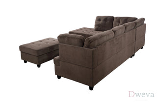 Vetra 3-Piece Pineapple Velvet Sectional Sofa Set Dweva