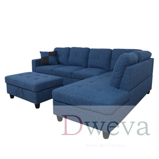 Vetra 3-Piece Linen Sectional Sofa Set Dweva