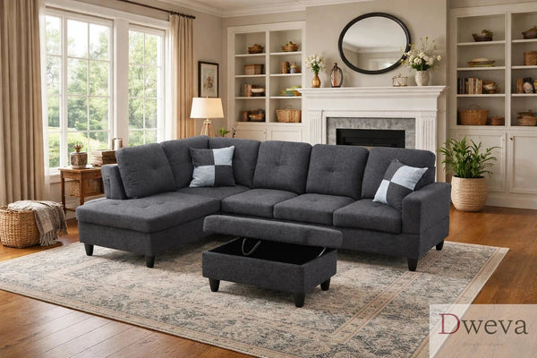 Vetra 3-Piece Linen Sectional Sofa Set image