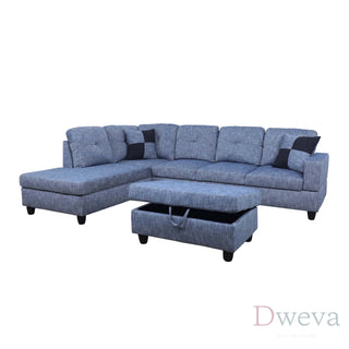 Vetra 3-Piece Linen Sectional Sofa Set Dweva