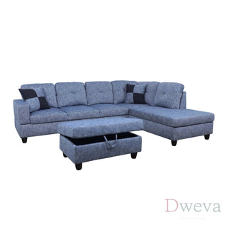 Vetra 3-Piece Linen Sectional Sofa Set Dweva