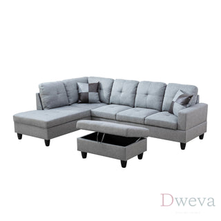 Vetra 3-Piece Linen Sectional Sofa Set Dweva