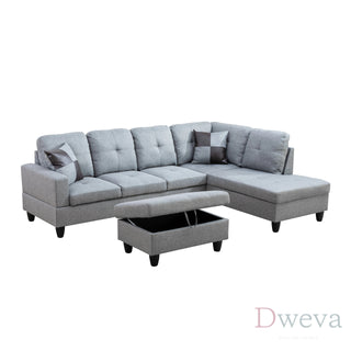Vetra 3-Piece Linen Sectional Sofa Set Dweva
