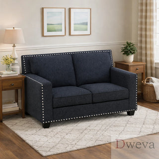 Kendall Linen Nailhead Loveseat Dweva