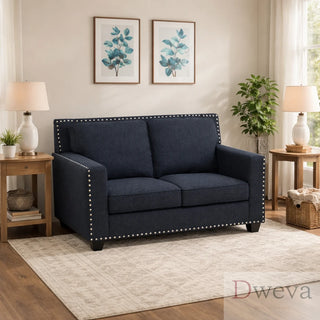 Kendall Linen Nailhead Loveseat Dweva