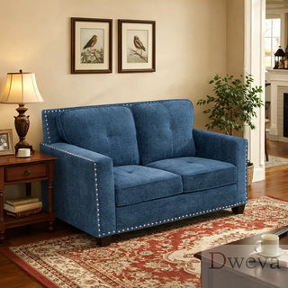 Kendall Linen Nailhead Loveseat Dweva