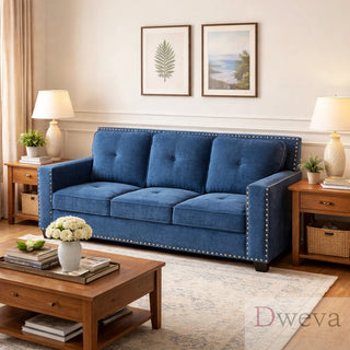 Kendall Linen Track-Arm Nailhead Sofa Dweva
