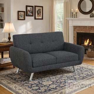 Kendall Tufted Linen Loveseat Dweva