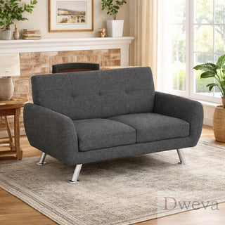 Kendall Tufted Linen Loveseat Dweva