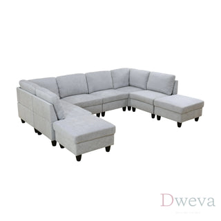 Haven 8-Piece Flannel Modular Sectional Sofa Set Dweva
