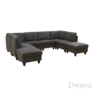 Haven 8-Piece Flannel Modular Sectional Sofa Set Dweva
