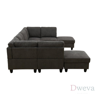 Haven 8-Piece Flannel Modular Sectional Sofa Set Dweva