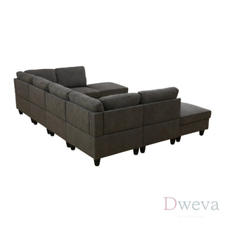 Haven 8-Piece Flannel Modular Sectional Sofa Set Dweva