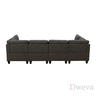 Haven 8-Piece Flannel Modular Sectional Sofa Set Dweva