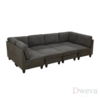 Haven 8-Piece Flannel Modular Sectional Sofa Set Dweva