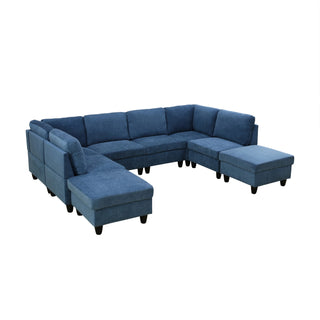 Haven 8-Piece Flannel Modular Sectional Sofa Set Dweva