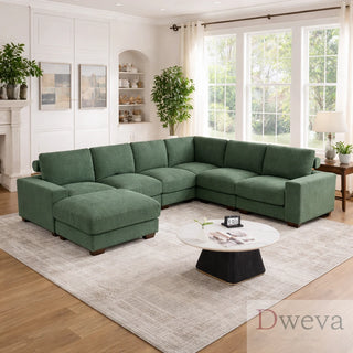Haven 7-Piece Corduroy Modular Sectional Sofa Set Dweva