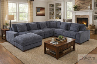 Haven 7-Piece Corduroy Modular Sectional Sofa Set Dweva