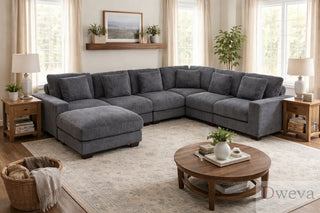 Haven 7-Piece Corduroy Modular Sectional Sofa Set Dweva