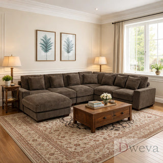 Haven 7-Piece Corduroy Modular Sectional Sofa Set Dweva
