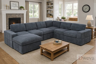 Haven 7-Piece Corduroy Modular Sectional Sofa Set Dweva