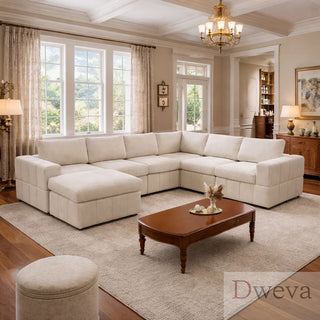 Haven 7-Piece Corduroy Modular Sectional Sofa Set Dweva