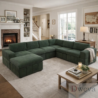 Haven 7-Piece Corduroy Modular Sectional Sofa Set Dweva