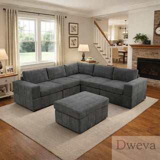 Haven 6-Piece Pineapple Fabric Modular Sectional Sofa Set Dweva