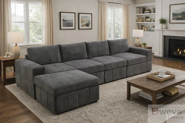 Haven 5-Piece Pineapple Fabric Modular Sectional Sofa Set image