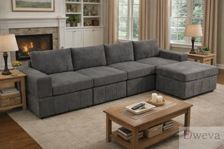 Haven 5-Piece Pineapple Fabric Modular Sectional Sofa Set Dweva