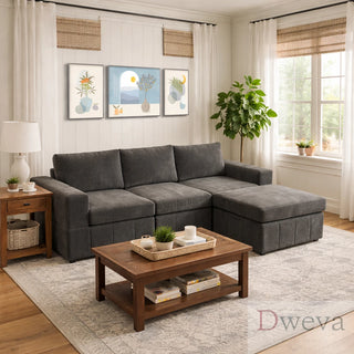 Haven 4-Piece Pineapple Fabric Modular Sectional Sofa Set Dweva